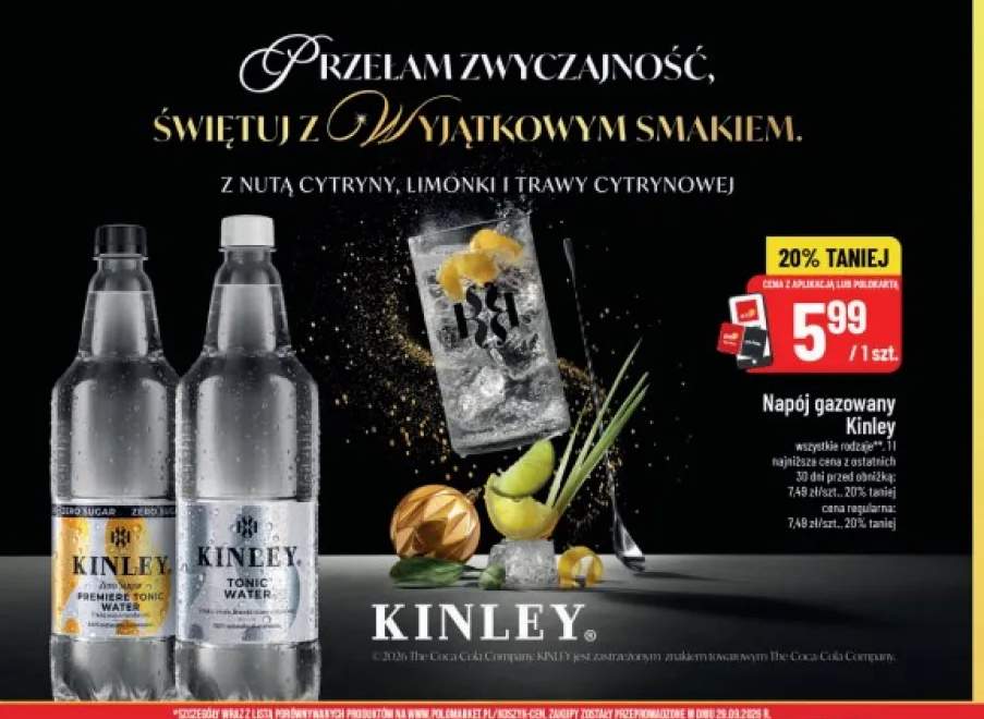 Napój gazowany Kinley Zero Sugar Premiere Tonic Water +1 wariant