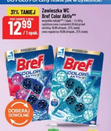 Zawieszka WC Bref Color Aktiv Świeże kwiaty 2-pak 50 g +1 wariant