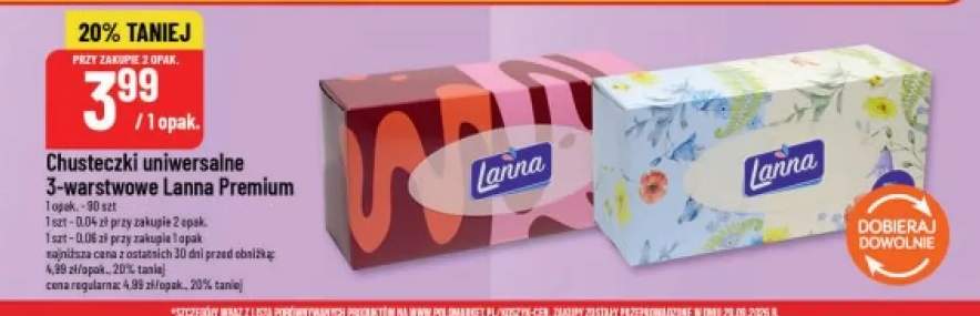 Chusteczki uniwersalne 3-warstwowe Lanna Premium