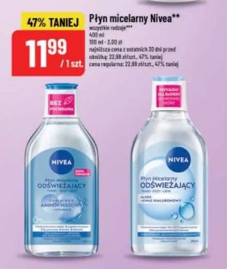 Płyn micelarny odświeżający z kompleksem aminokwasowym i witaminą E Nivea +1 wariant