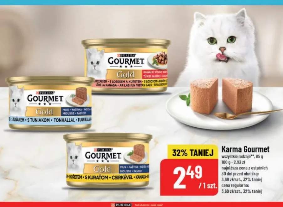 Karma dla kota Gourmet Gold kawałki w sosie z kurczakiem i łososiem +2 warianty