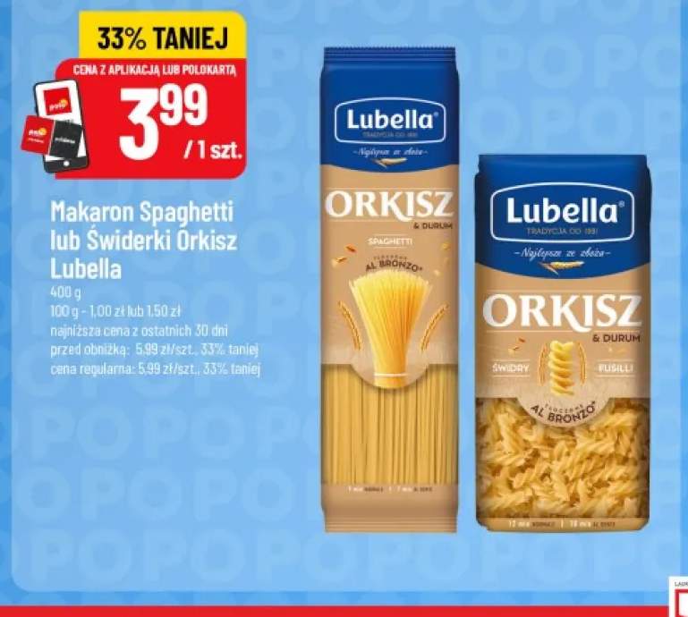 Makaron spaghetti orkisz Lubella +1 wariant