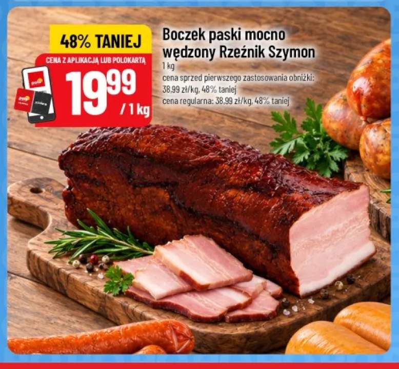 Boczek paski mocno wędzony Rzeźnik Szymon